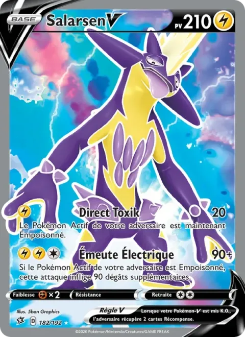 Carte Pokémon Salarsen V 182/192, extension Clash des Rebelles