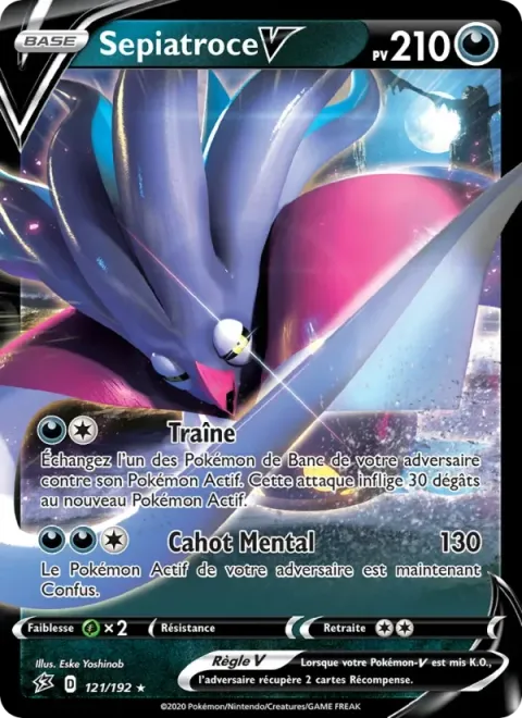 Carte Pokémon Sepiatroce V 121/192, extension Clash des Rebelles