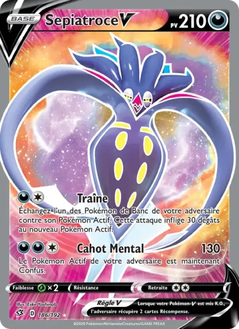 Carte Pokémon Sepiatroce V 186/192, extension Clash des Rebelles