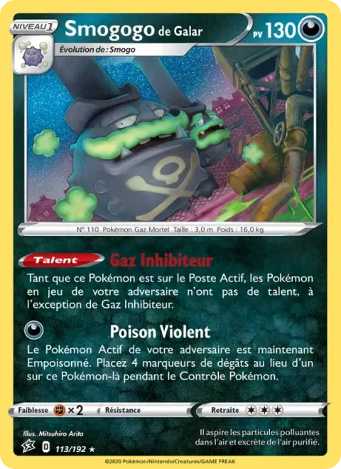Carte Pokémon Smogogo de Galar 113/192, extension Clash des Rebelles