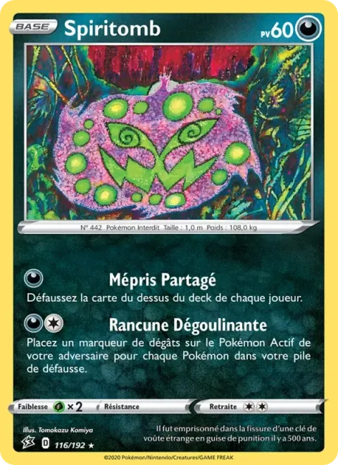 Carte Pokémon Spiritomb 116/192, extension Clash des Rebelles