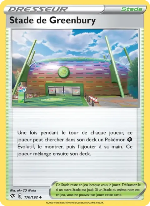 Carte Pokémon Stade de Greenbury 170/192, extension Clash des Rebelles