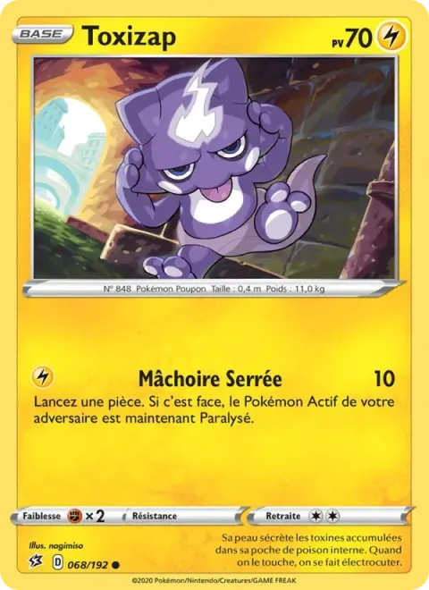 Carte Pokémon Toxizap 068/192, extension Clash des Rebelles