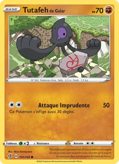 Carte Pokémon Tutafeh de Galar 101/192, extension Clash des Rebelles