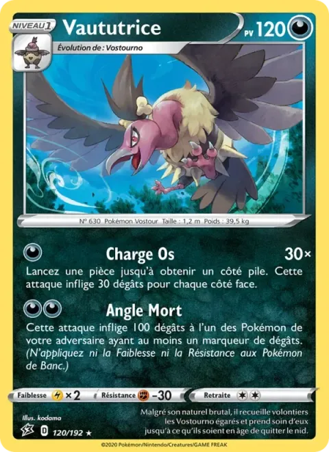 Carte Pokémon Vaututrice 120/192, extension Clash des Rebelles