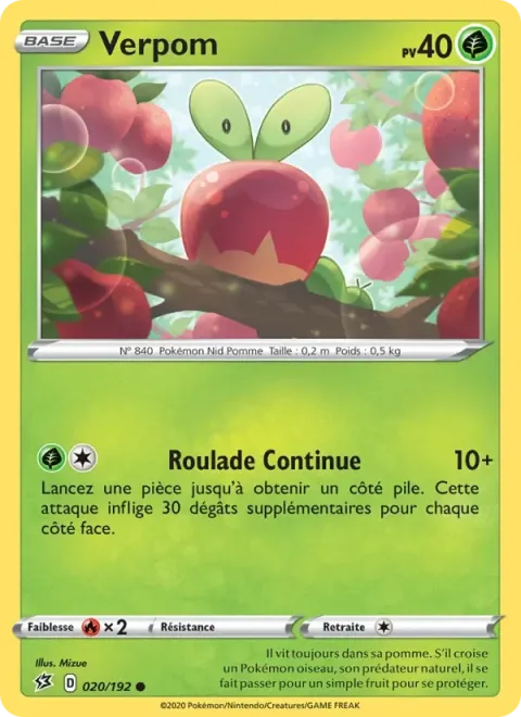 Carte Pokémon Verpom 020/192, extension Clash des Rebelles