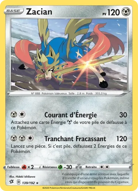 Carte Pokémon Zacian 139/192, extension Clash des Rebelles