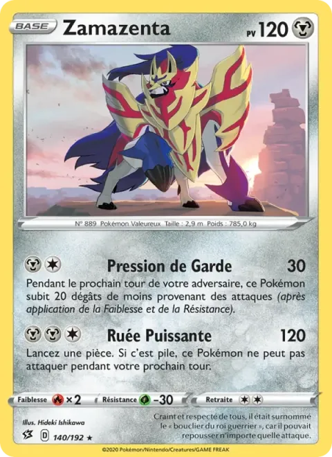 Carte Pokémon Zamazenta 140/192, extension Clash des Rebelles