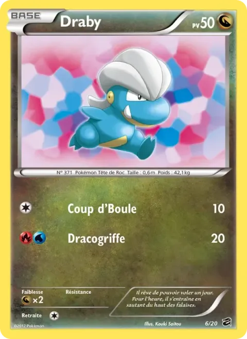 Carte Pokémon Draby 006/020, extension Coffre des Dragons