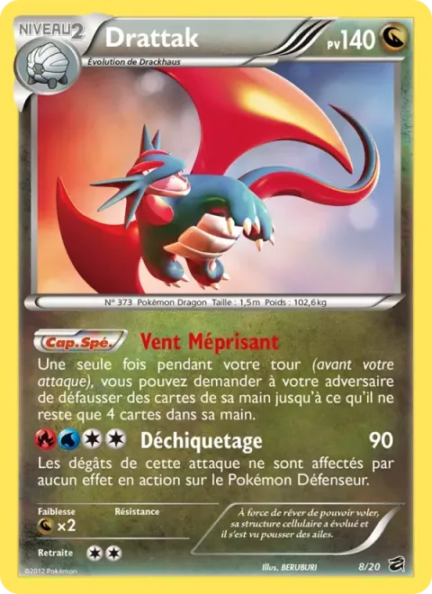 Carte Pokémon Drattak 008/020, extension Coffre des Dragons