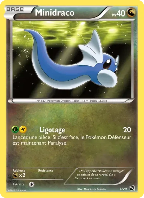 Carte Pokémon Minidraco 001/020, extension Coffre des Dragons