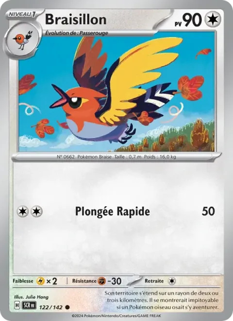 Carte Pokémon Braisillon 122/142, extension Couronne Stellaire