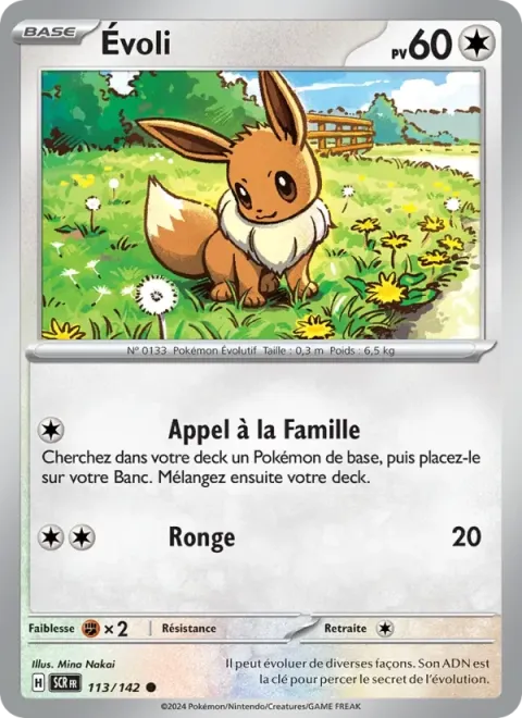 Carte Pokémon Évoli 113/142, extension Couronne Stellaire