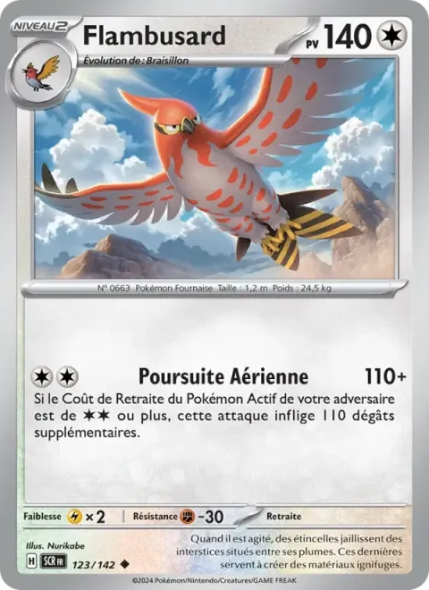 Carte Pokémon Flambusard 123/142, extension Couronne Stellaire