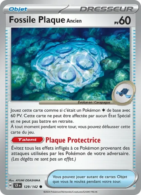 Carte Pokémon Fossile Plaque Ancien 129/142, extension Couronne Stellaire