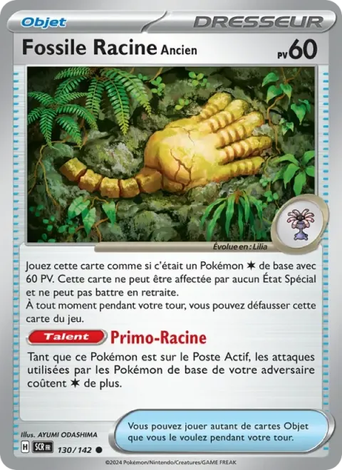 Carte Pokémon Fossile Racine Ancien 130/142, extension Couronne Stellaire