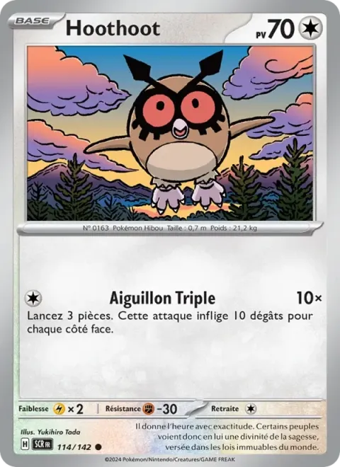 Carte Pokémon Hoothoot 114/142, extension Couronne Stellaire