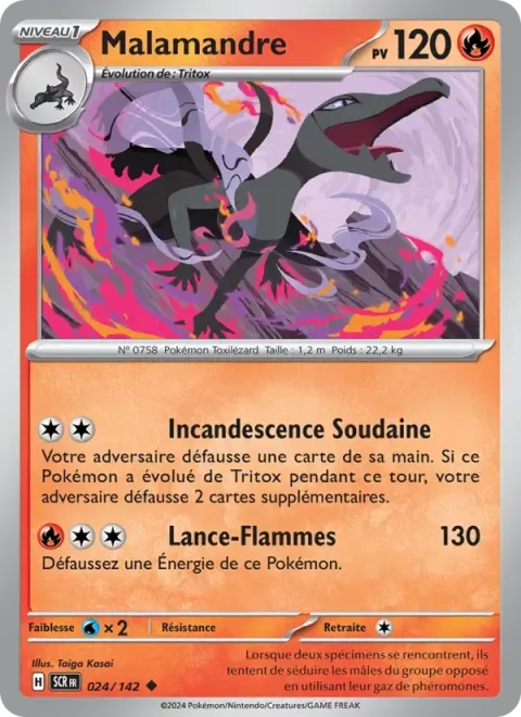 Carte Pokémon Malamandre 024/142, extension Couronne Stellaire