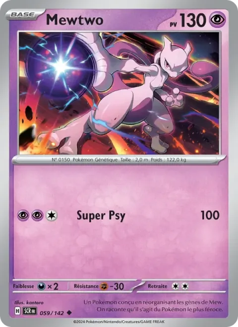 Carte Pokémon Mewtwo 059/142, extension Couronne Stellaire