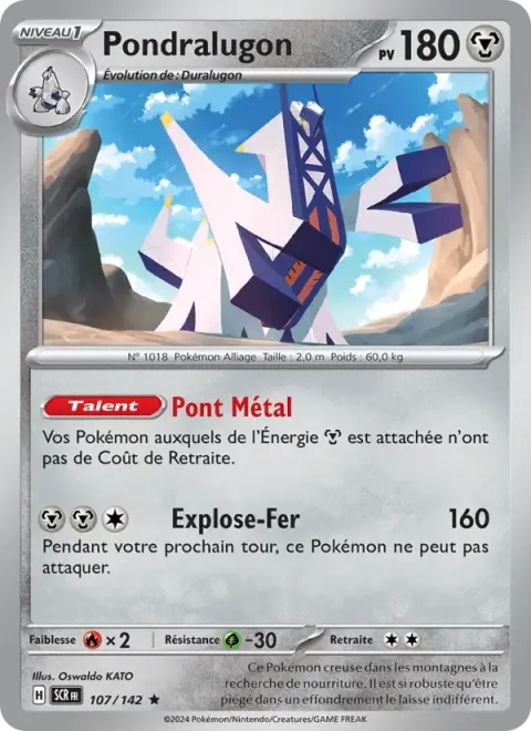 Carte Pokémon Pondralugon 107/142, extension Couronne Stellaire