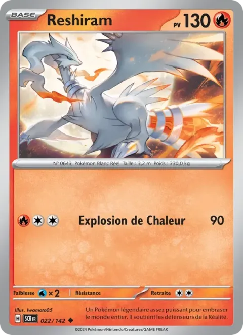 Carte Pokémon Reshiram 022/142, extension Couronne Stellaire