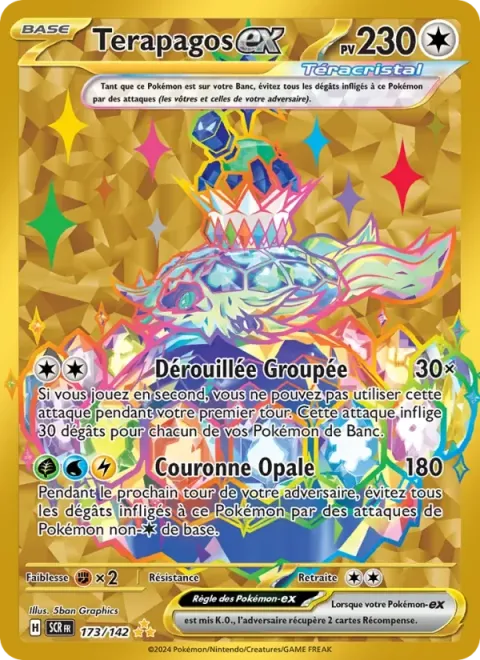 Carte Pokémon Terapagos-ex 173/142, extension Couronne Stellaire