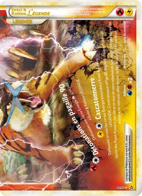 Carte Pokémon Entei & Raikou LÉGENDE (bas) 091/095, extension Déchaînement