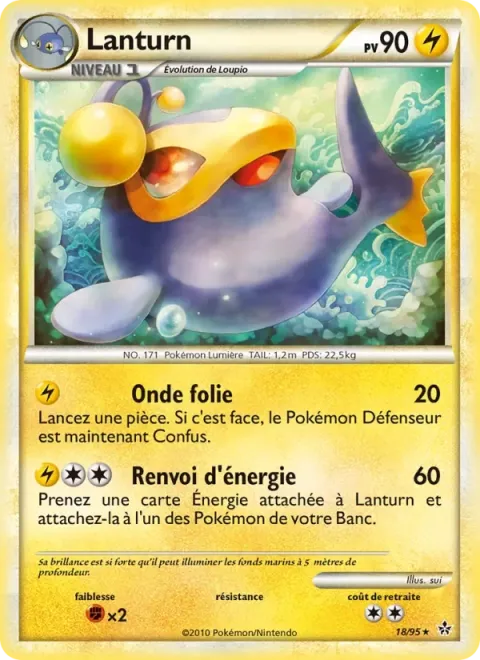 Carte Pokémon Lanturn 018/095, extension Déchaînement