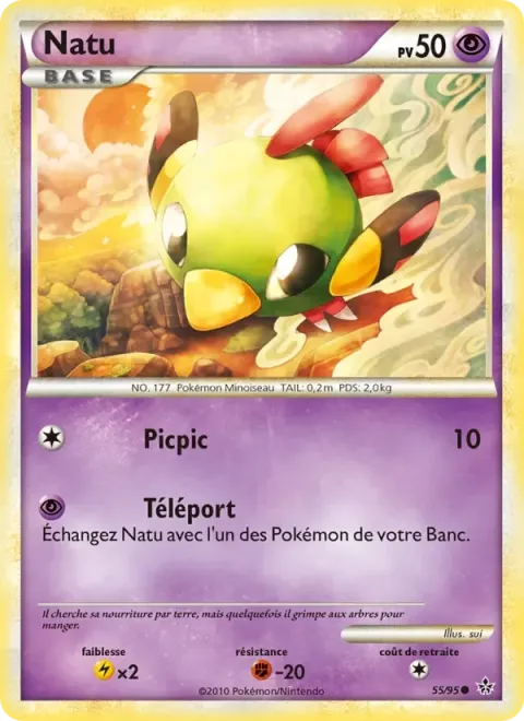 Carte Pokémon Natu 055/095, extension Déchaînement