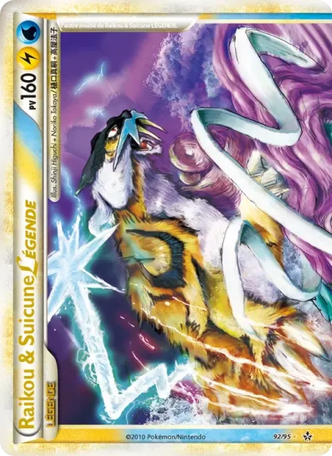 Carte Pokémon Raikou & Suicune LÉGENDE (haut) 092/095, extension Déchaînement