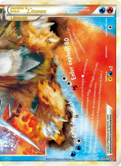 Carte Pokémon Suicune & Entei LÉGENDE (bas) 095/095, extension Déchaînement