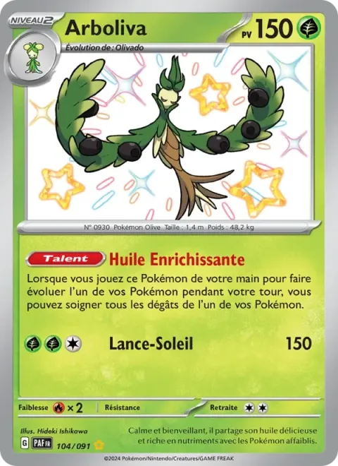 Carte Pokémon Arboliva 104/091, extension Destinées de Paldea