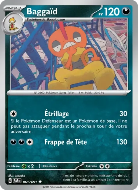 Carte Pokémon Baggaïd 061/091, extension Destinées de Paldea