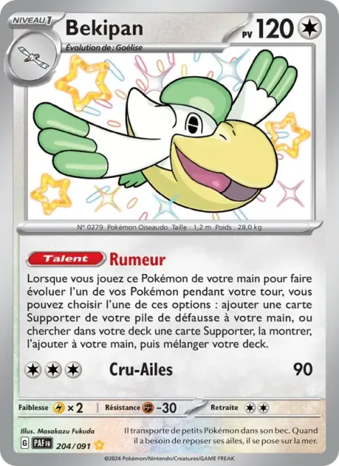 Carte Pokémon Bekipan 204/091, extension Destinées de Paldea