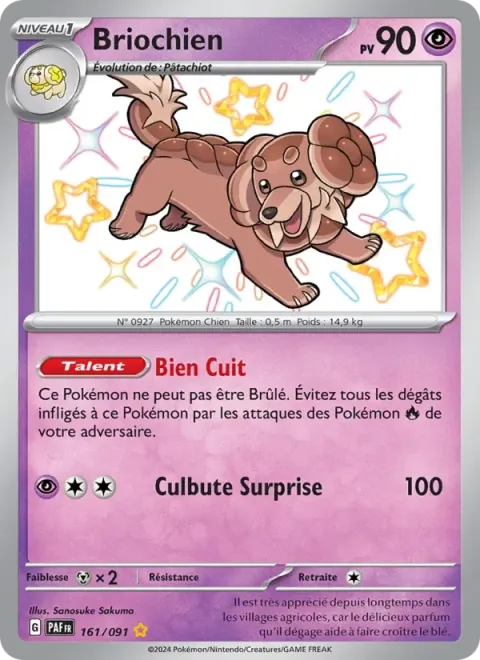 Carte Pokémon Briochien 161/091, extension Destinées de Paldea