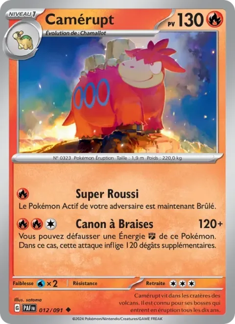 Carte Pokémon Camérupt 012/091, extension Destinées de Paldea