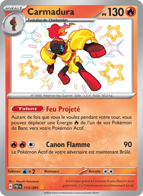 Carte Pokémon Carmadura 115/091, extension Destinées de Paldea