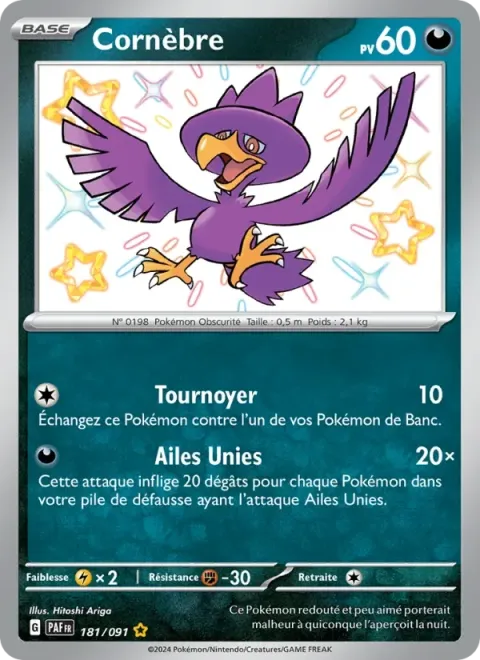 Carte Pokémon Cornèbre 181/091, extension Destinées de Paldea