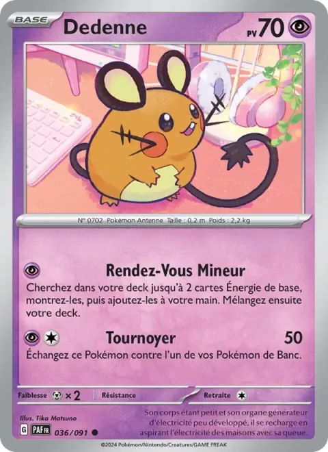 Carte Pokémon Dedenne 036/091, extension Destinées de Paldea