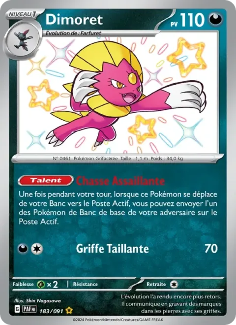 Carte Pokémon Dimoret 183/091, extension Destinées de Paldea