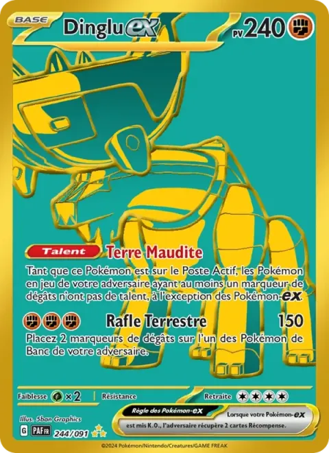 Carte Pokémon Dinglu-ex 244/091, extension Destinées de Paldea