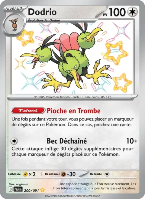 Carte Pokémon Dodrio 200/091, extension Destinées de Paldea