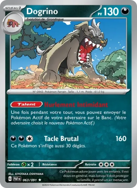Carte Pokémon Dogrino 063/091, extension Destinées de Paldea