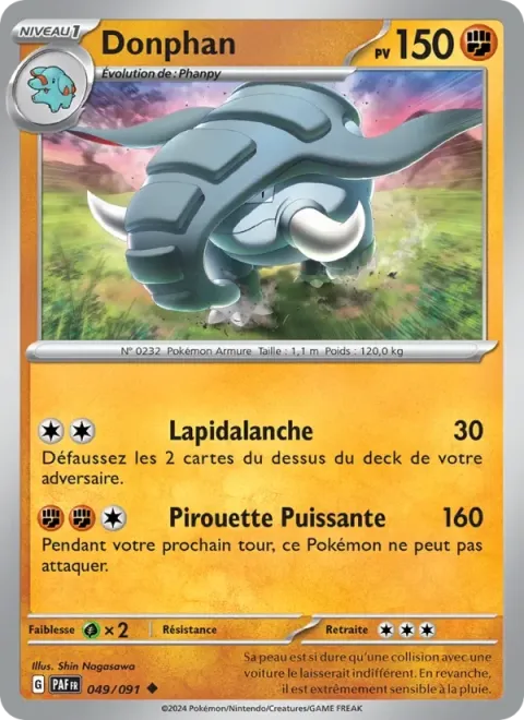 Carte Pokémon Donphan 049/091, extension Destinées de Paldea