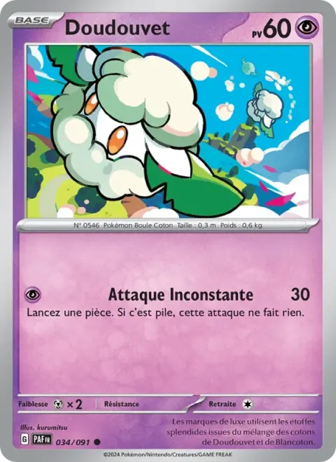 Carte Pokémon Doudouvet 034/091, extension Destinées de Paldea