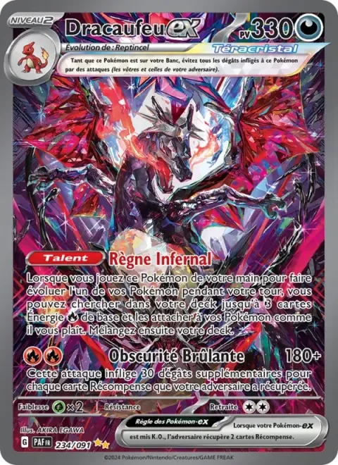 Carte Pokémon Dracaufeu-ex 234/091, extension Destinées de Paldea