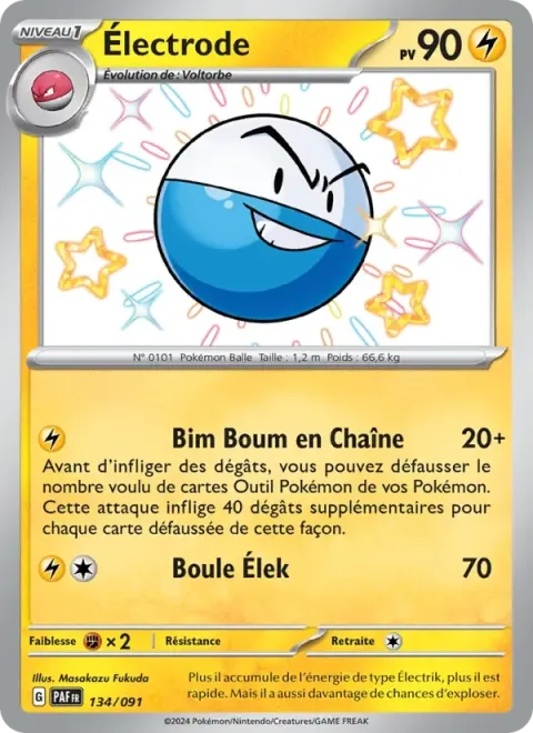 Carte Pokémon Électrode 134/091, extension Destinées de Paldea