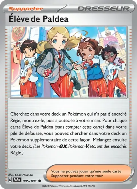 Carte Pokémon Élève de Paldea 085/091, extension Destinées de Paldea