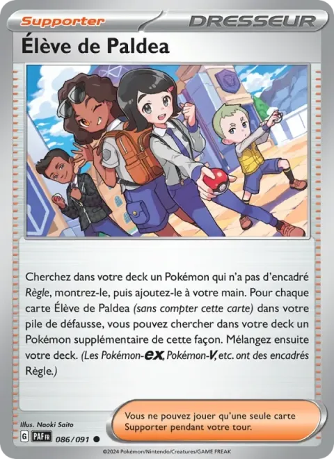 Carte Pokémon Élève de Paldea 086/091, extension Destinées de Paldea