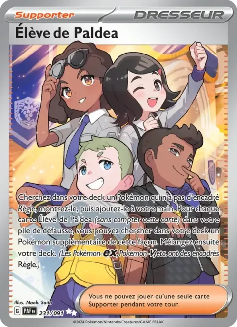 Carte Pokémon Élève de Paldea 231/091, extension Destinées de Paldea